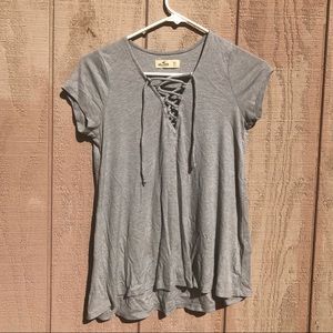 Xs Gray Hollister Crisscross High Low Tee